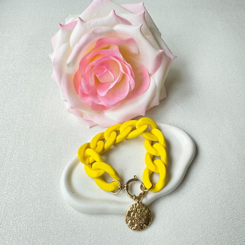 Bracelet Maillons Acrylique Jaune