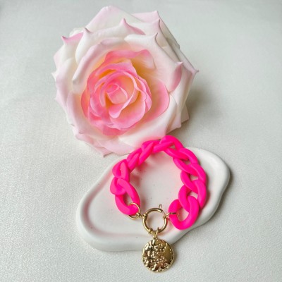 Bracelet Maillons Acrylique Rose