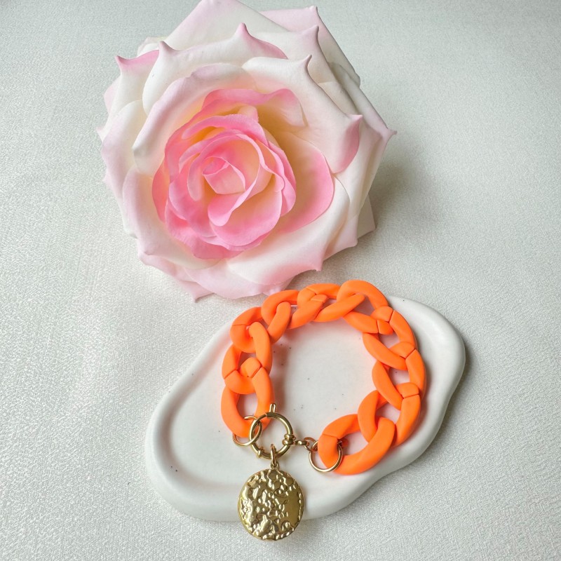 Bracelet Maillons Acrylique Orange