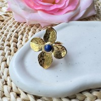 Bague Fleur et Pierre Bleue