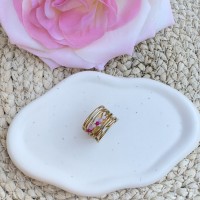 Bague Dorée Multi Rangs avec Perles