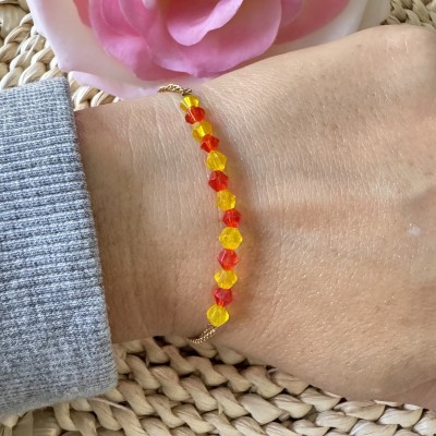 Bracelet Perles Jaunes et Rouges