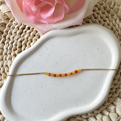 Bracelet Perles Jaunes et Rouges