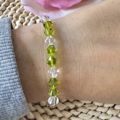 Bracelet Perles Vertes et Transparentes