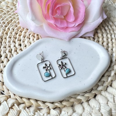 Boucles d'oreilles Fleur Bleue