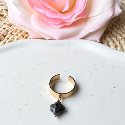 Bague Pampille Trèfle Gris et Noir