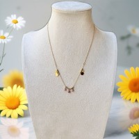 Collier Pampilles et Perles Roses