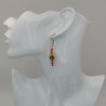 Boucles d'oreilles pendantes Perles Rouges