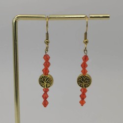 Boucles d'oreilles pendantes Perles Rouges