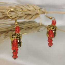 Boucles d'oreilles pendantes Perles Rouges