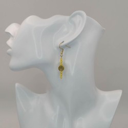 Boucles d'oreilles pendantes Perles Jaunes