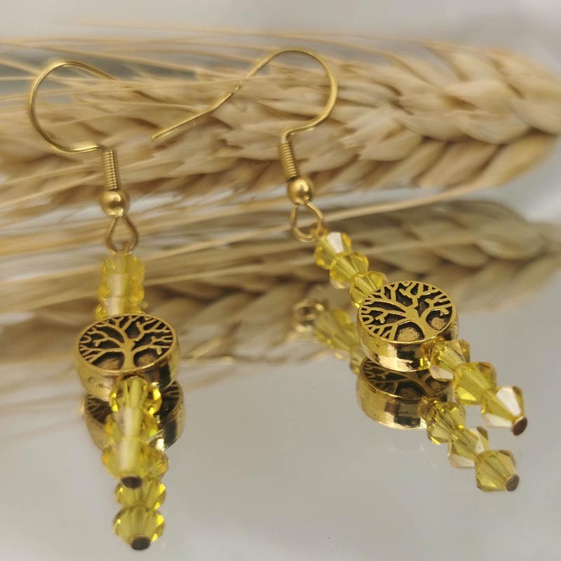 Boucles d'oreilles pendantes Perles Jaunes