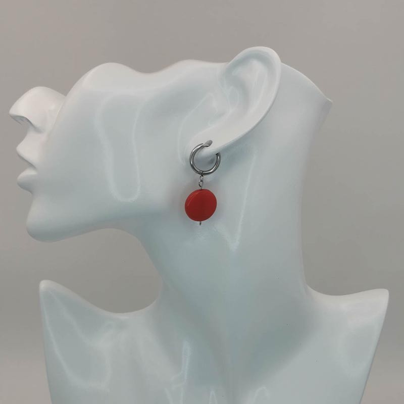 Boucles d'oreilles Rondes Rouges