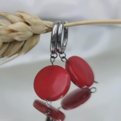 Boucles d'oreilles Rondes Rouges